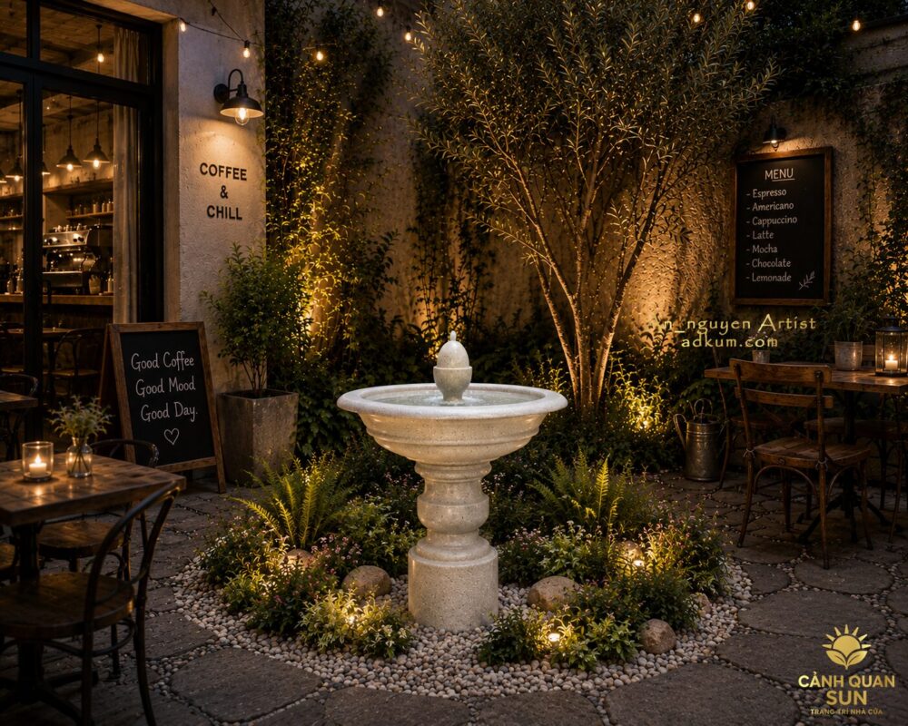 tiểu cảnh góc chill quán cafe vintage
