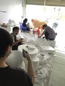 sản xuất mô hình linh vật foam phủ sơn PU