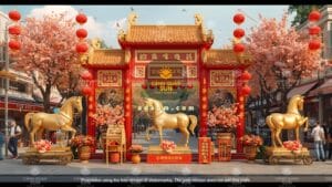 thiết kế tượng vàng chụp ảnh Tết