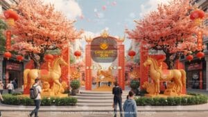 Xưởng sản xuất tượng ngựa vàng trang trí sự kiện