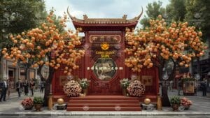 Làm tượng ngựa vàng cao 4m đặt ngoài trời