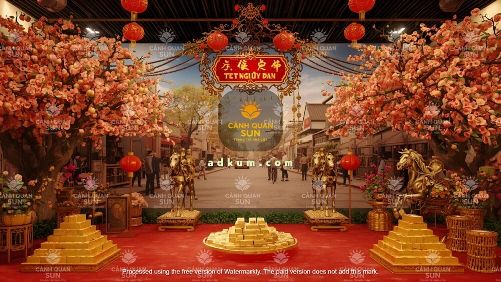 Ngựa mạ vàng có phù hợp concept Tết sang trọng?