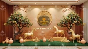 Sản xuất tượng ngựa vàng composite sơn ánh đồng