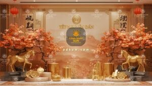 Thi công tượng ngựa kéo xe vàng trang trí lễ hội