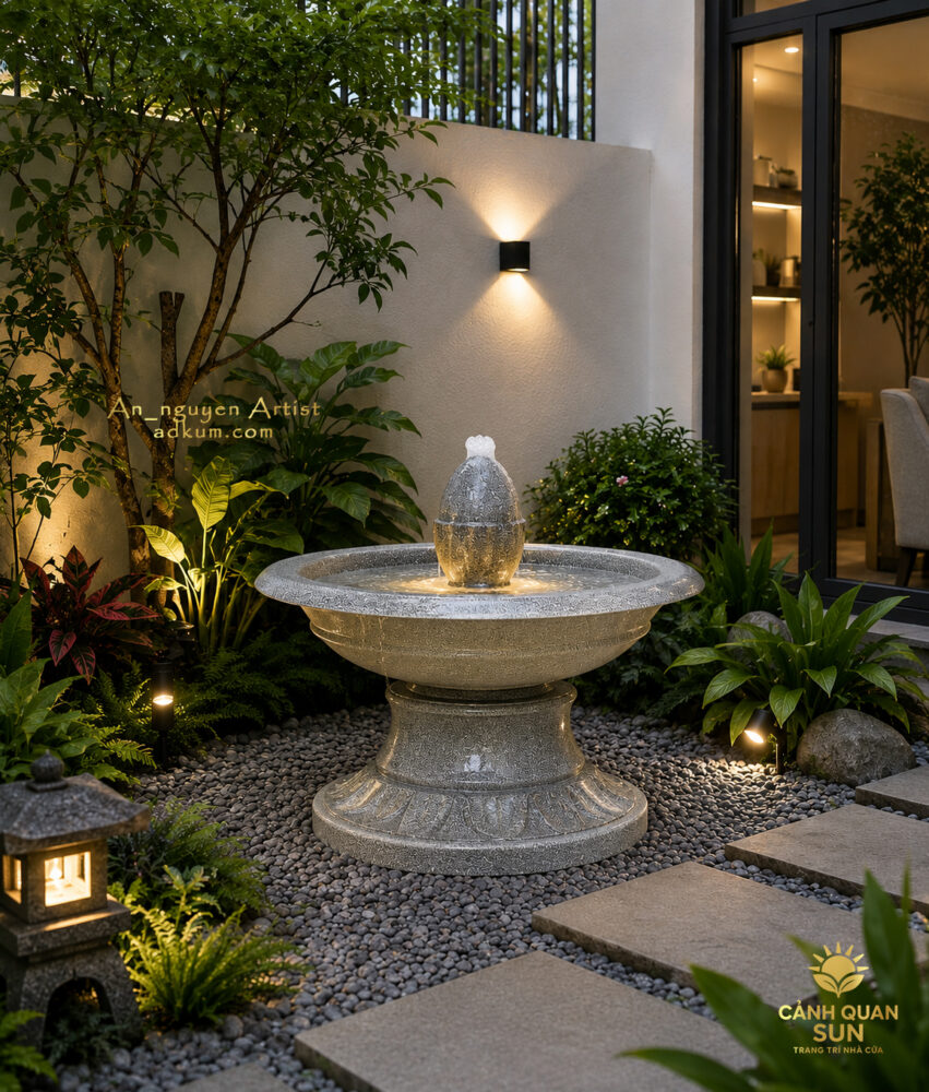 tiểu cảnh góc sân mini nhà phố hiện đại