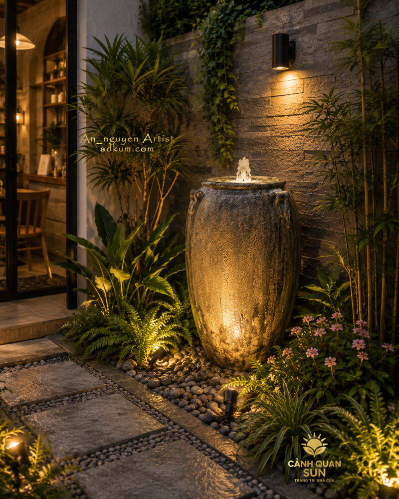 lu nước tiểu cảnh